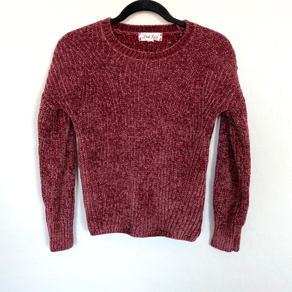 💙Pink Rose Brick Red Sweater💙